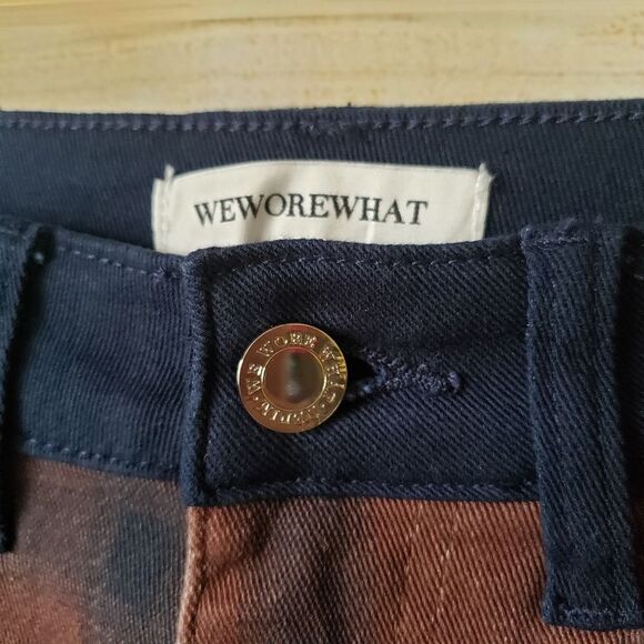 WEWOREWHAT Revolve Plaid Icon High-Rise Colorblock Jeans Size 25 Stretch Twill - Picture 5 of 12